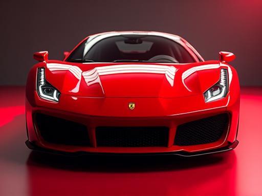 Red sports car with a vibrant finish.