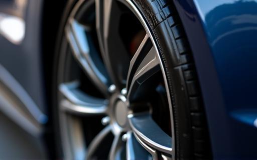 Close-up of a perfectly clean and shiny car wheel.